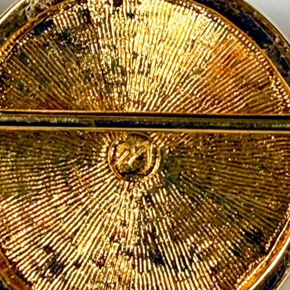 Swarovski Gold Tone Multicolor Crystal Graduated Circle Bar Pin Brooch - Picture 4 of 4